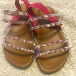 Glamorous Pink and Brown Rhinestone Sandals